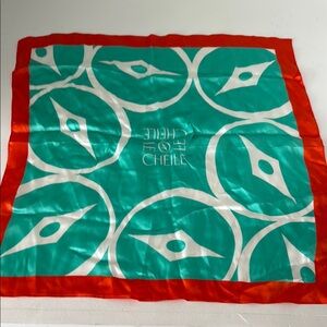 Cheile Teal and Red Silk Scarf